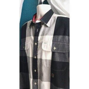 Vintage 90s Tommy Hilfiger Men's Plaid Button-Down Shirt Large Black/White